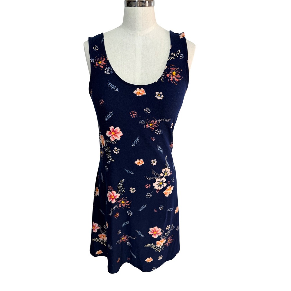 Mudd Dress Floral Sleeveless Midi Women's S Navy Blue Boho Summer Y2K